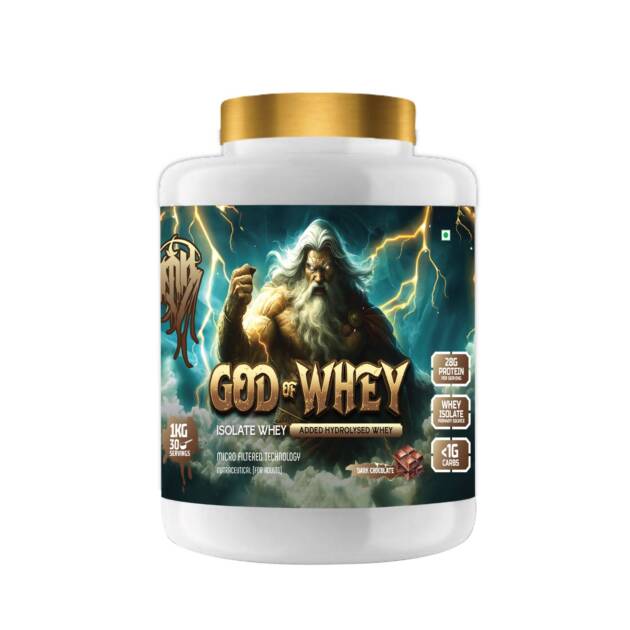 God of Whey Isolate Protein | 28g Protein per Serving | Ultra-Low Carb & Fat | 21 Vitamins & Minerals | Digestive Enzymes (Papain & Alpha Amylase) | Lean Muscle & Fat Loss | Dark Chocolate